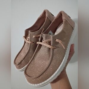 Hey Dude Glittery Pink Women's Sneakers Size 6w